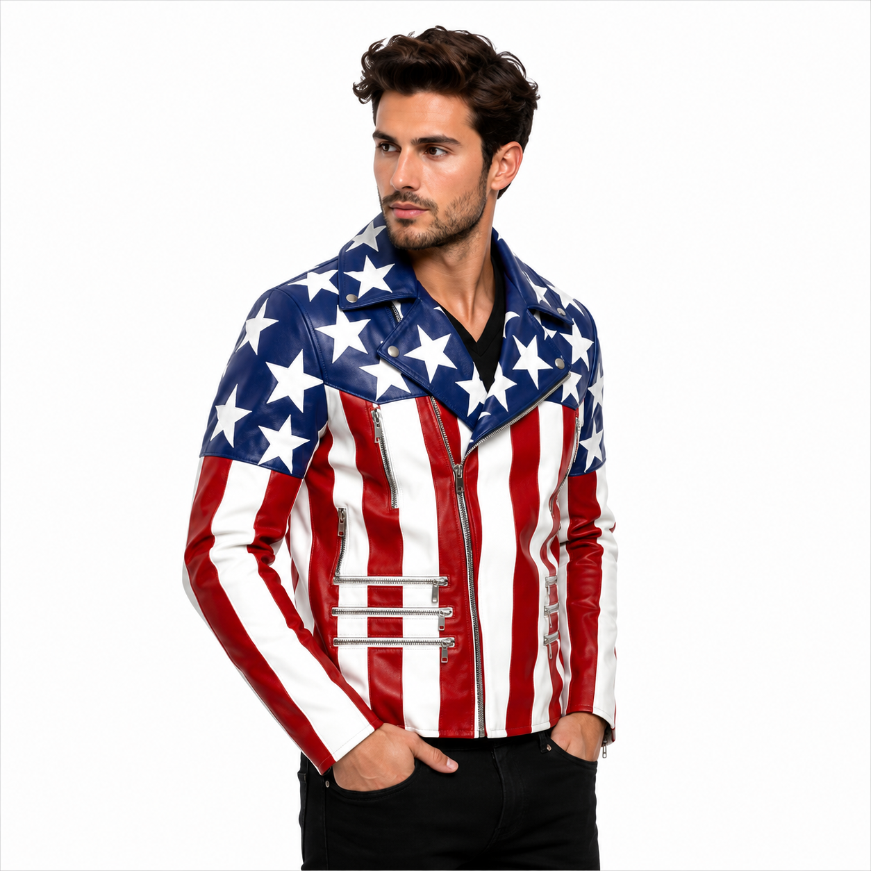  USA Flag Leather Jacket