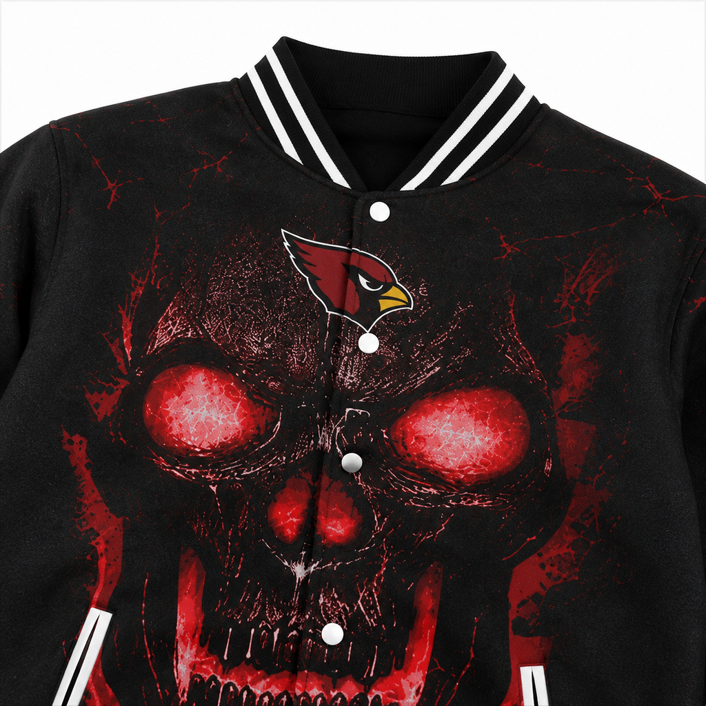 Men's Red Skull Graphic Varsity Jacket