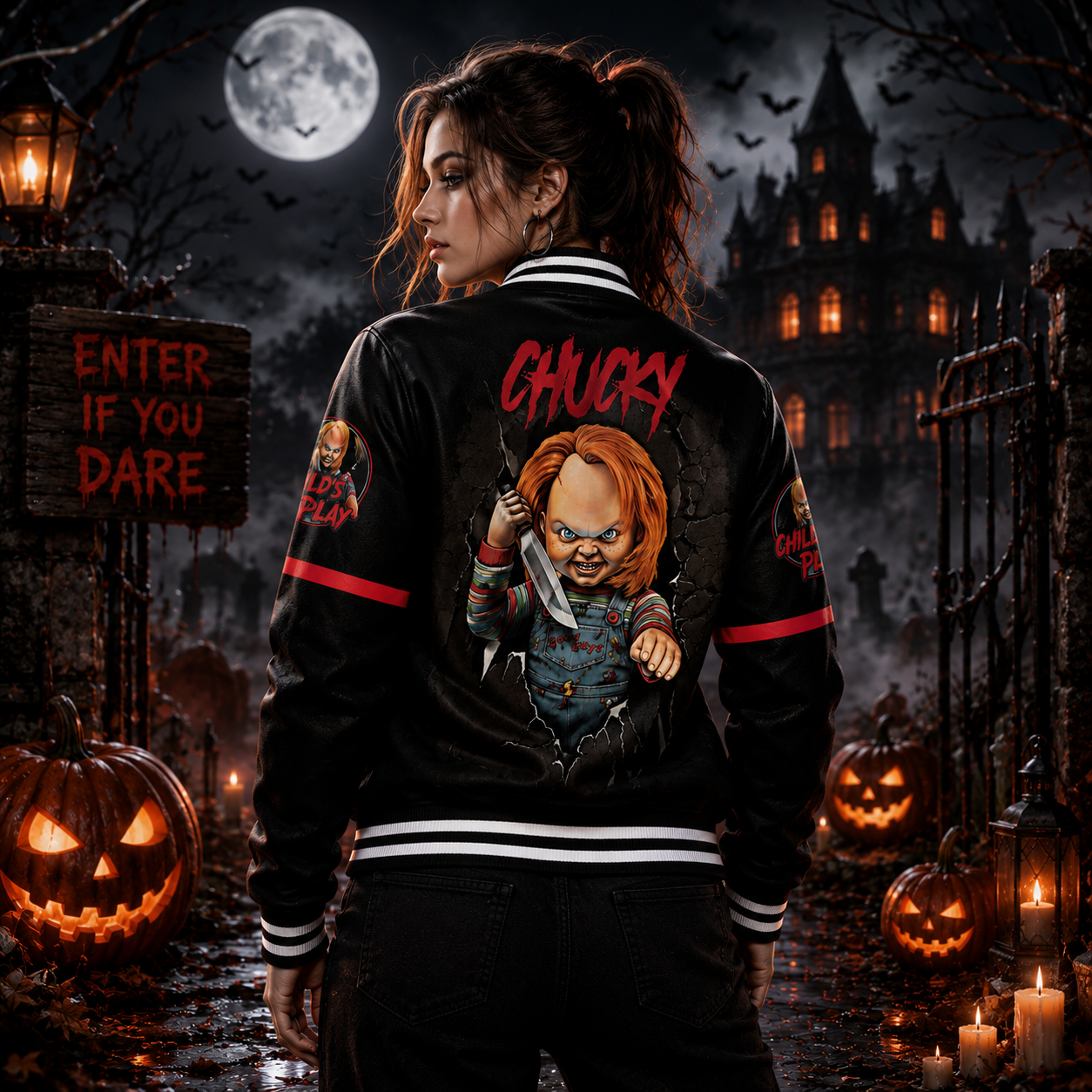 Horror Movie Snap Button Jacket