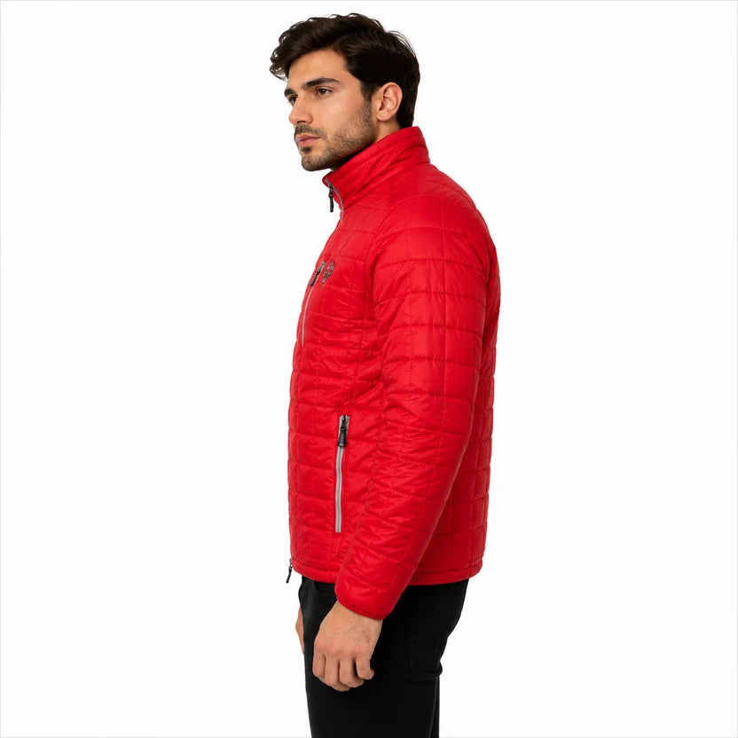 Red Rainer Puffer Jacket with Bull Head USA Patch