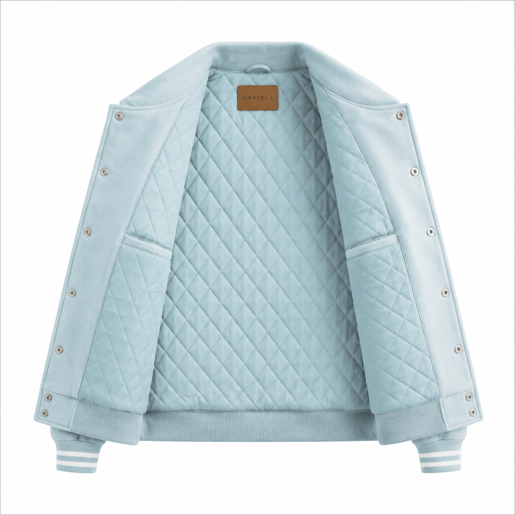 Light Blue New York Knicks NBA Varsity Jacket with Big KNICKS Logo
