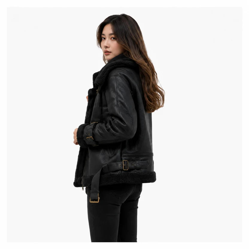 women's black aviator jacket