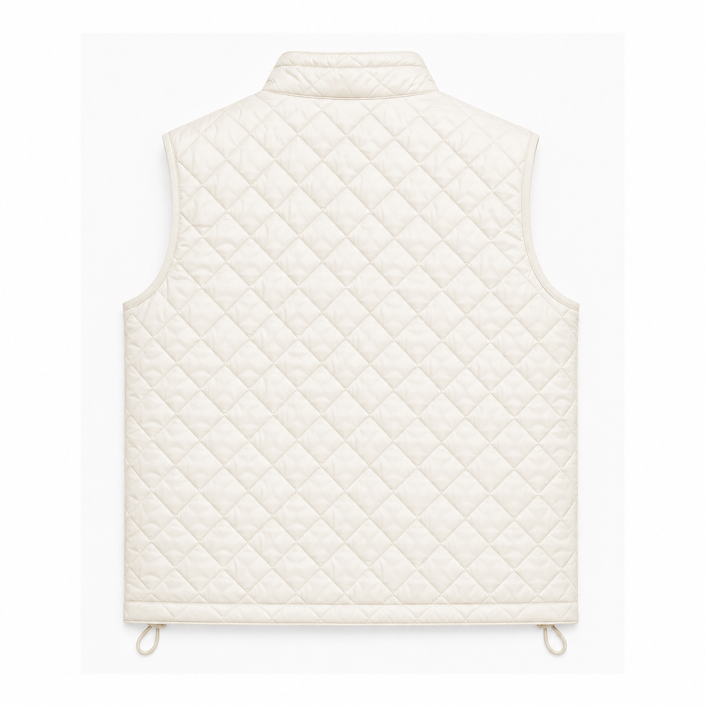 Men's cream or off-white diamond-quilted vest