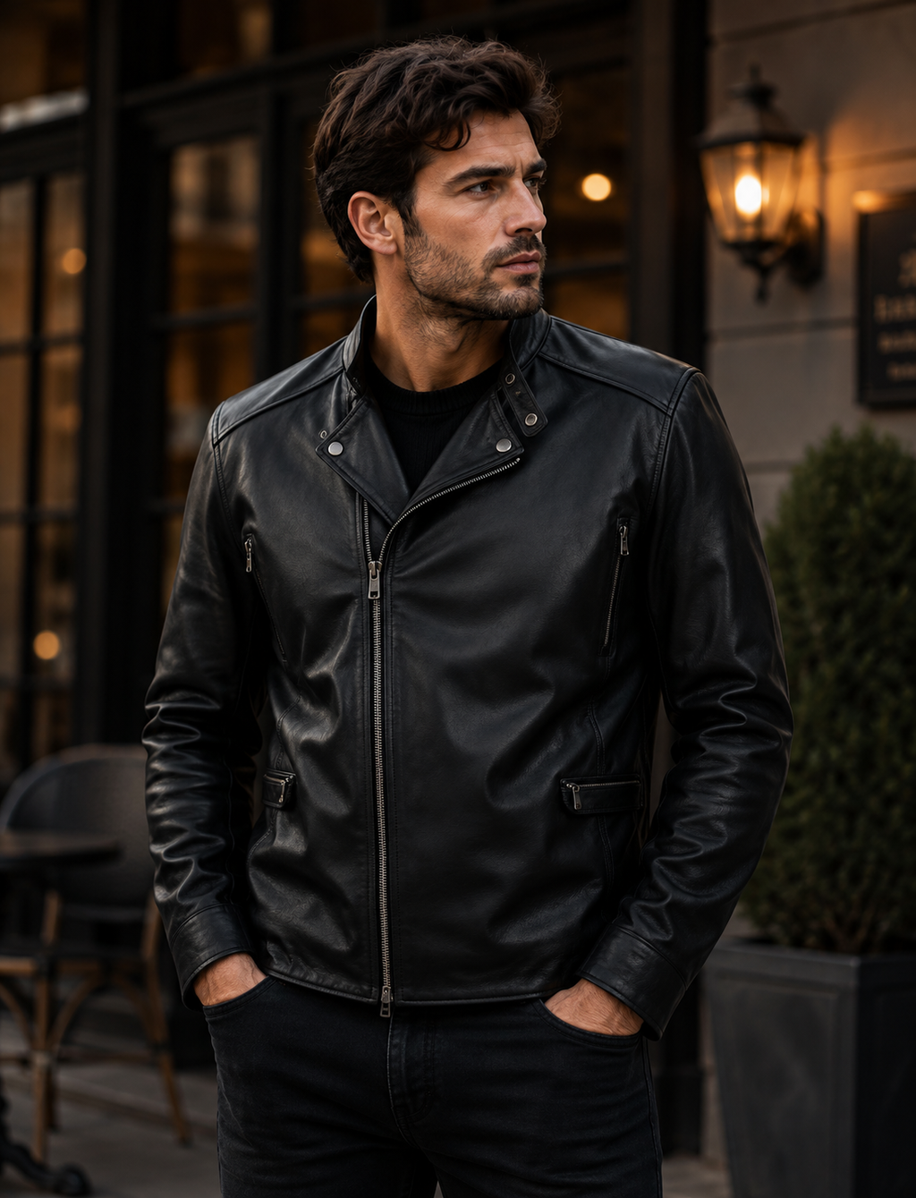 Best Quality Vintage Men's Biker Black Motorcycle Leather Jacket