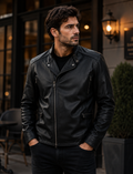 Best Quality Vintage Men's Biker Black Motorcycle Leather Jacket