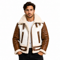 Men's Dual-Tone Brown & White Aviator Jacket