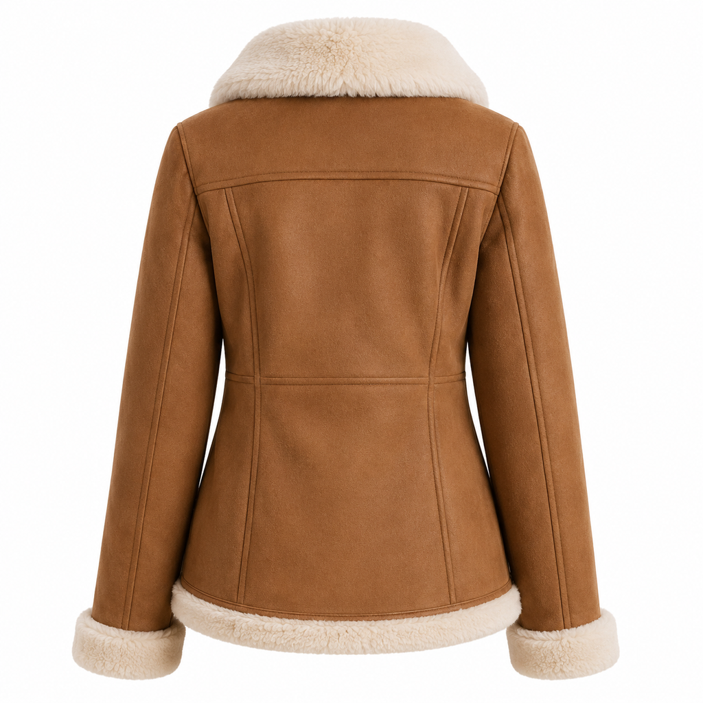 Women's Light Gray Faux Shearling Jacket