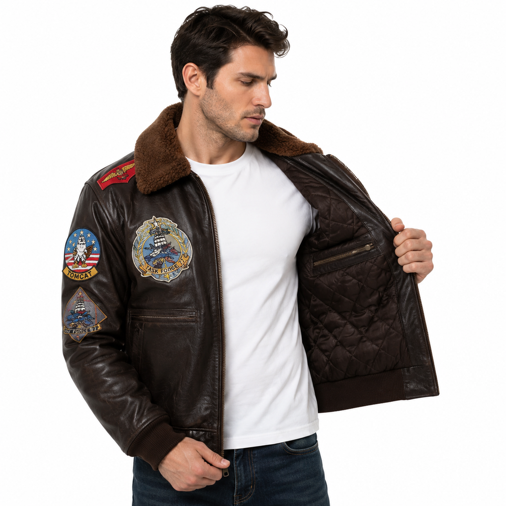 Dark brown A-2/G-1 style flight jacket