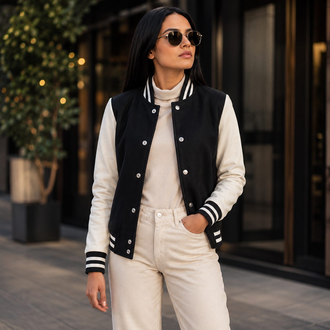 Savant Black & White Hybrid Varsity Jacket