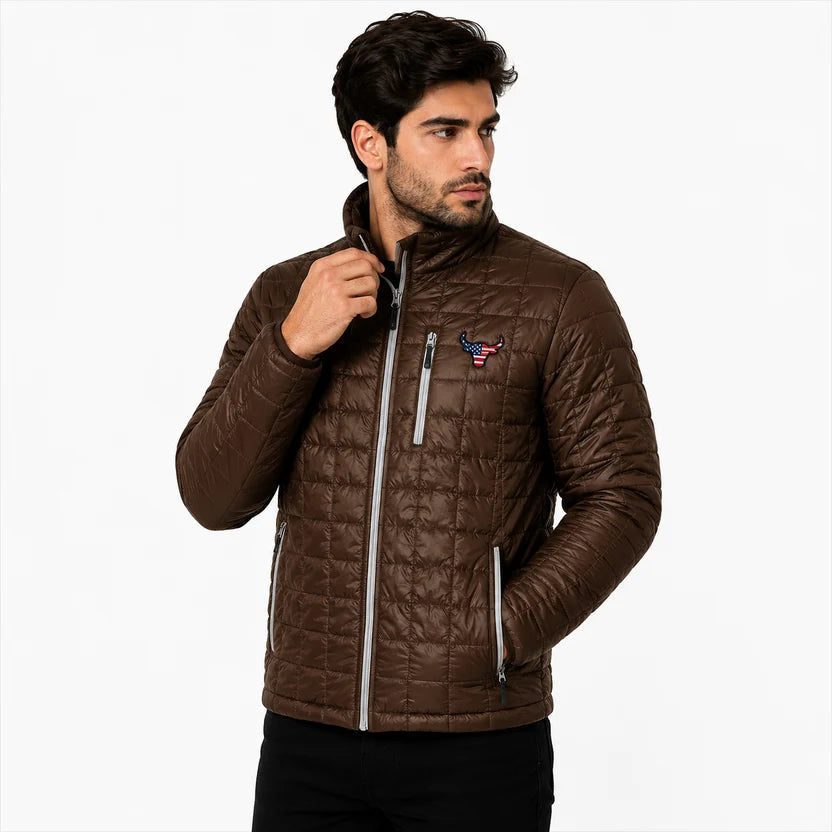 Men's Brown Rainer Puffer Dallas Quilted Jacket
