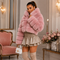 Women's  Pink Faux Fur Bubble Coat