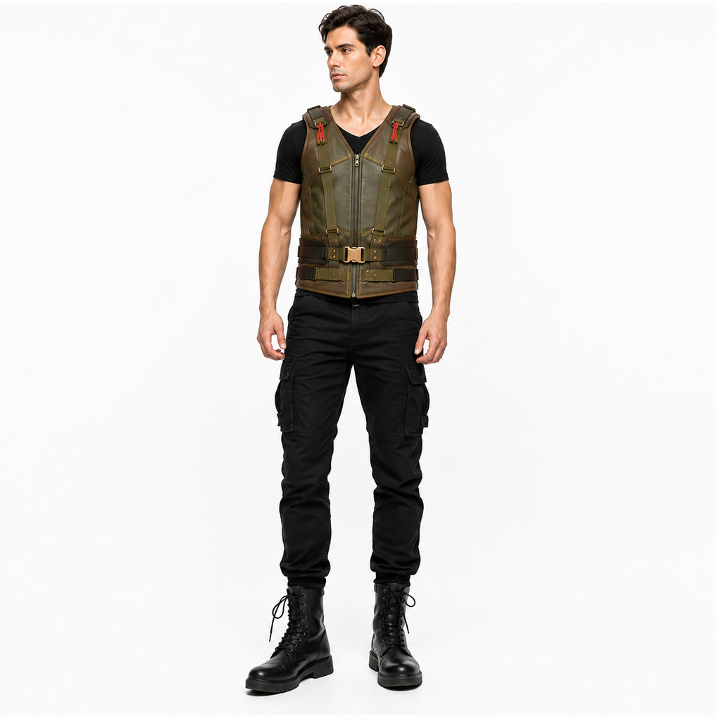 Men's Olive Utility Tactical Zip-Up Vest