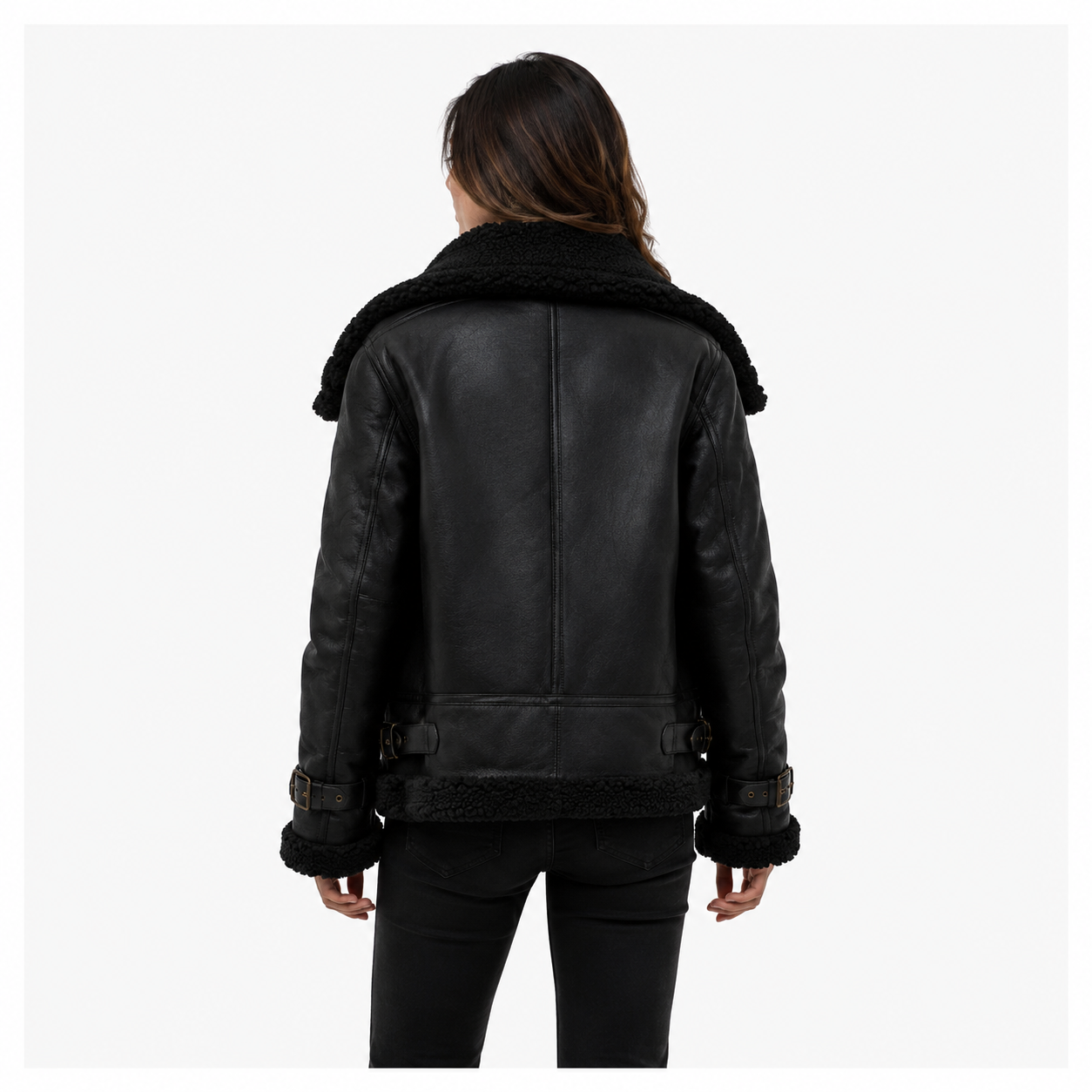 Velocite Oversized Leather Shearling Jacket
