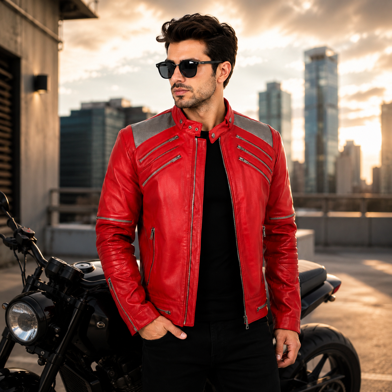 Men's Red Michael Jackson Beat It Style Jacket