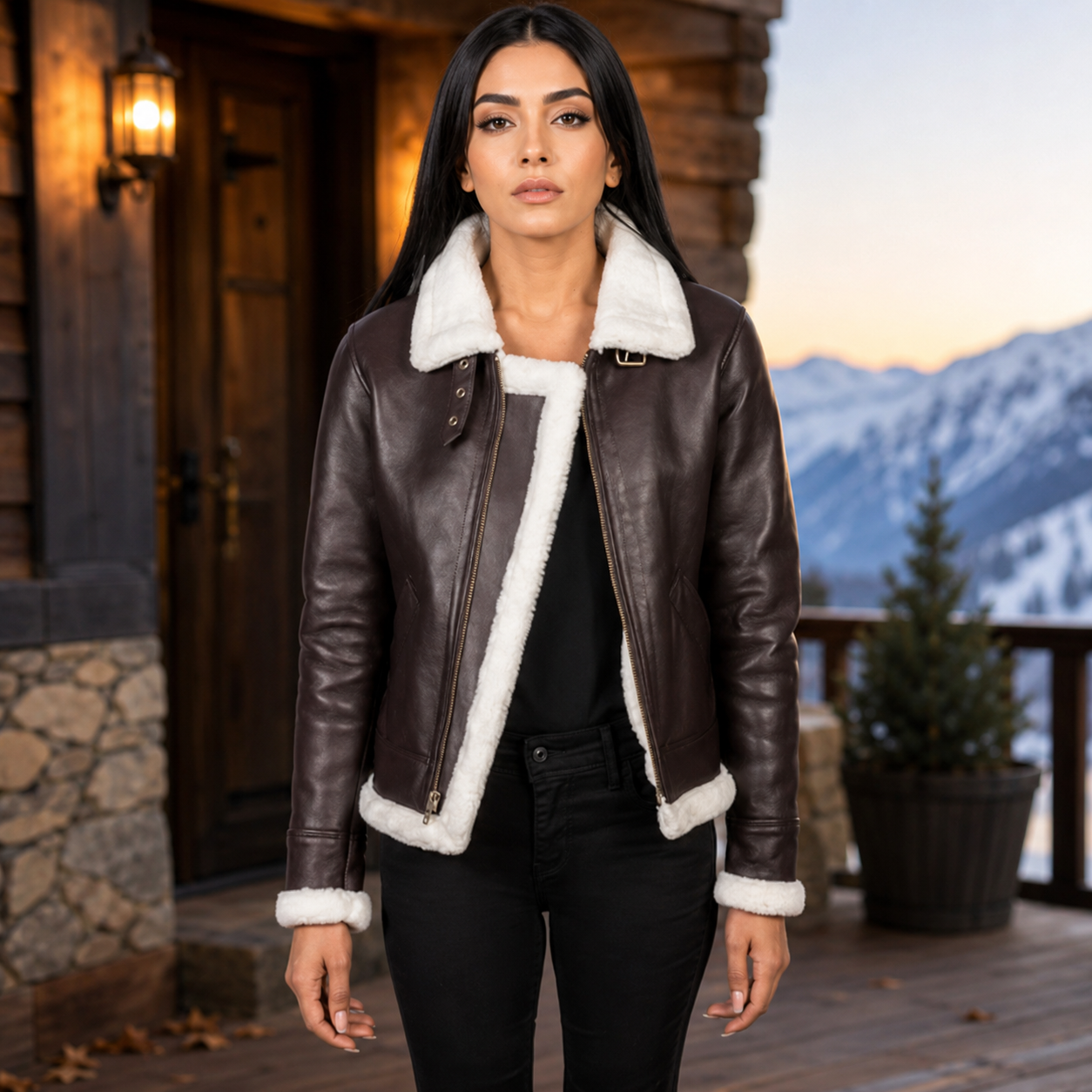 Sherilyn B-3 Maroon Leather Bomber Jacket