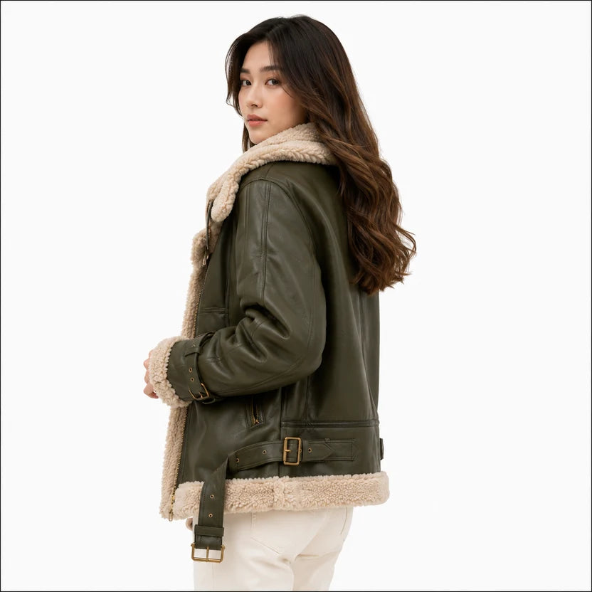 women's olive green aviator jacket
