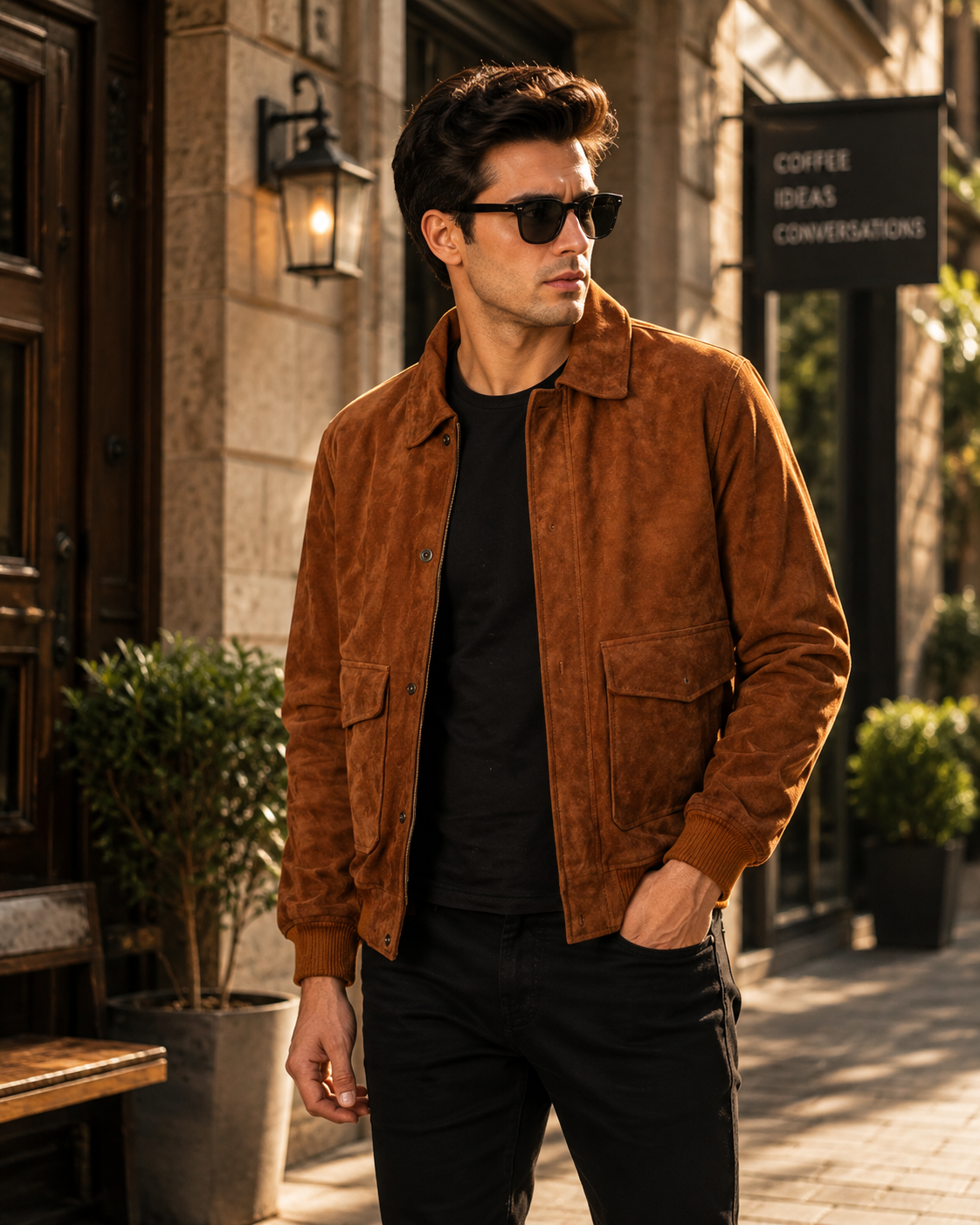 Coffmen Brown Suede A2 Bomber Jacket
