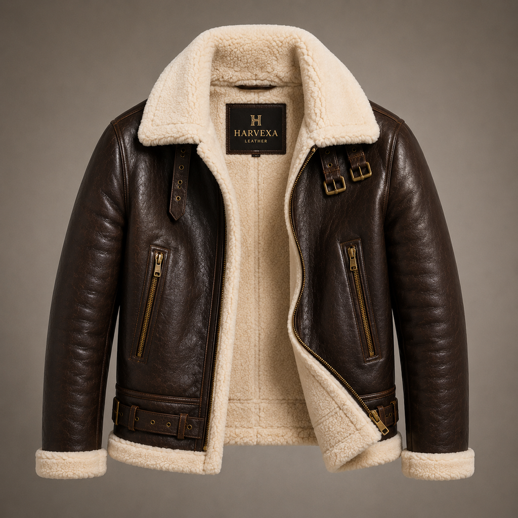 Men's Classic Dark Brown B-3 Aviator Jacket