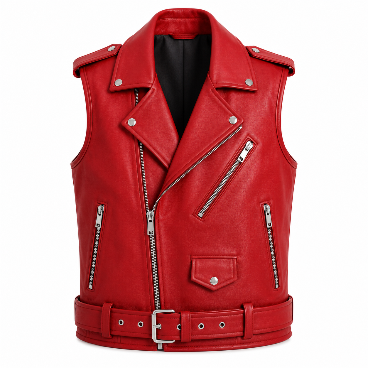 Women's Pink Leather Biker Vest