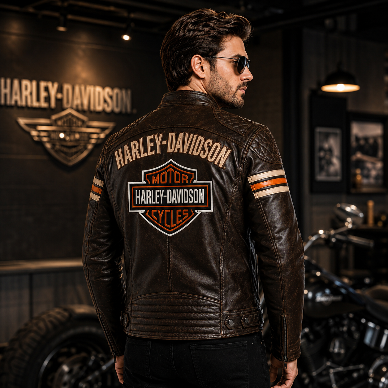Men's Vintage Brown Leather Biker Jacket
