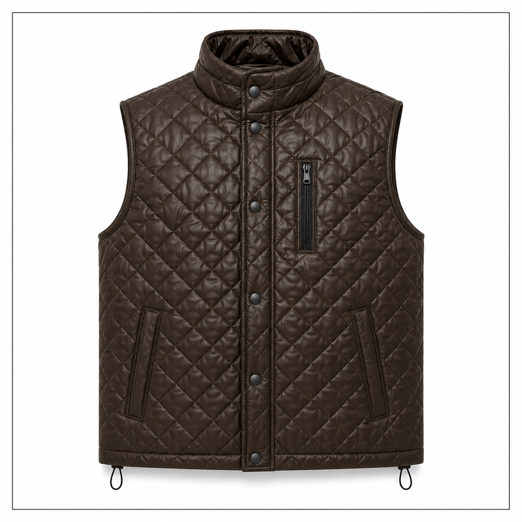 Men's cream or off-white diamond-quilted vest