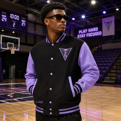 Black and Purple Golden State Valkyries WNBA Varsity Jacket Back Logo