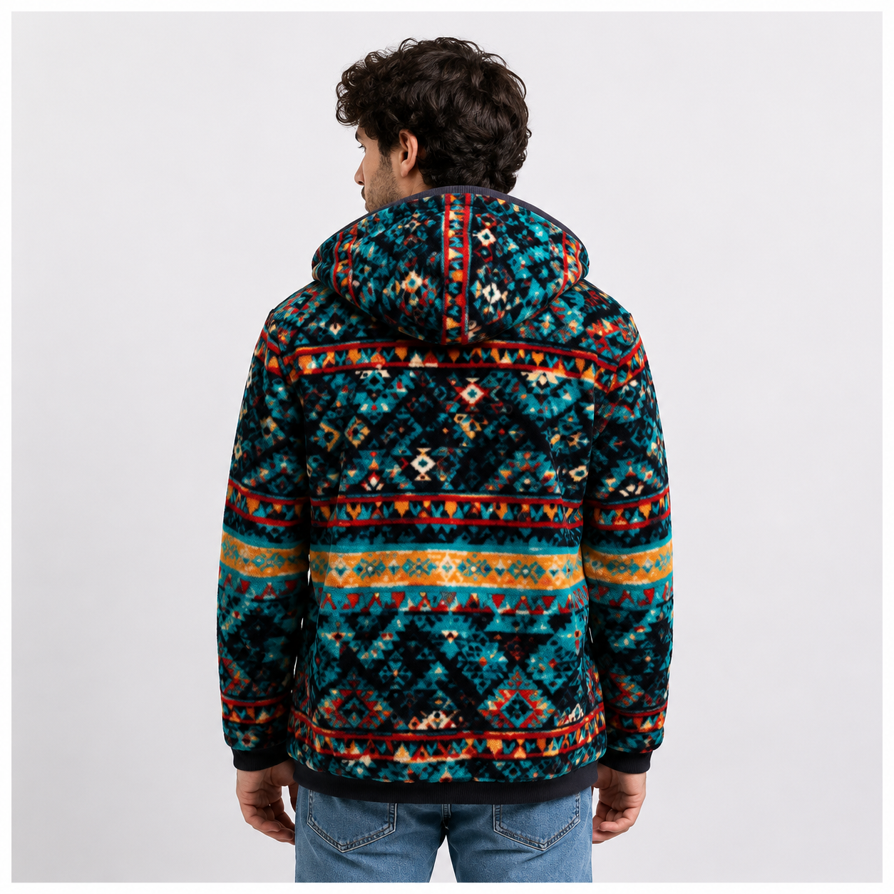 Men's Teal Sherpa Fleece Hoodie 