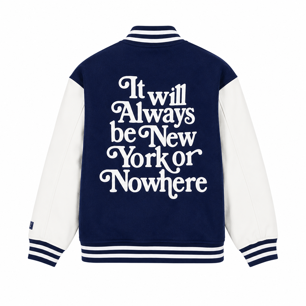 Navy Blue and White New York Yankees Varsity Jacket 