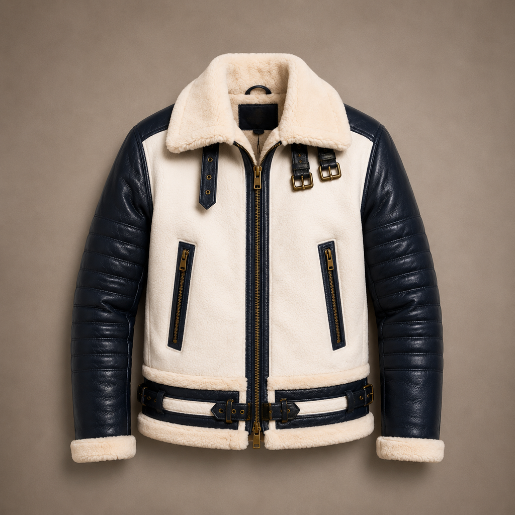 Men's Dual-Tone Navy & White Aviator Jacket