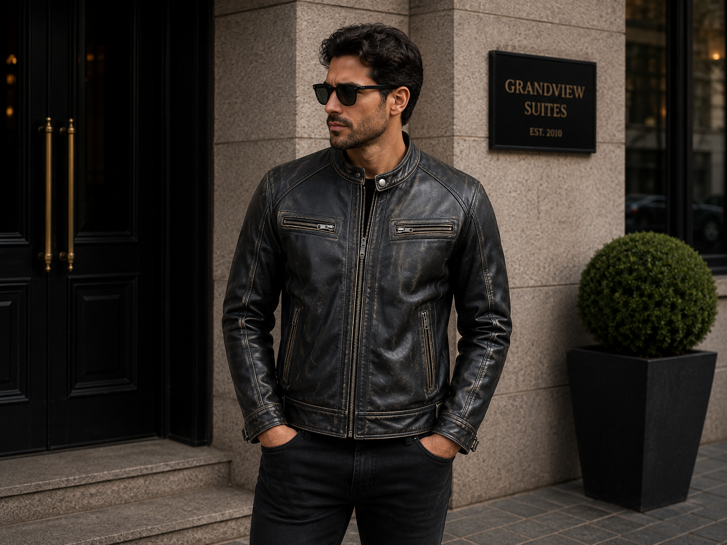 Lightweight Men's Biker Style Leather Jacket