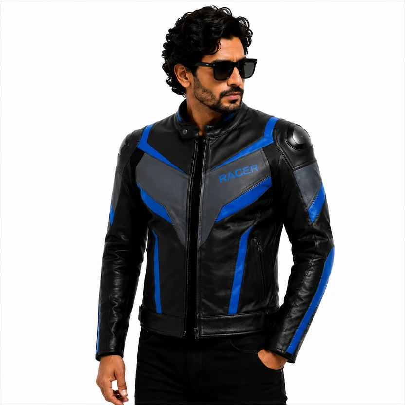 black leather motorcycle jacket