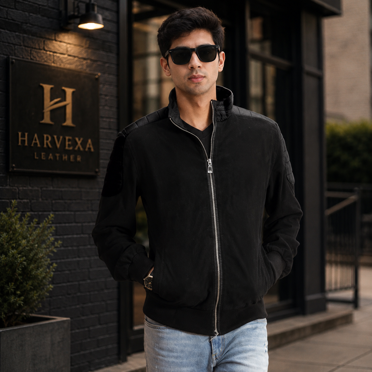 Ethan Hybrid Suede Bomber Jacket