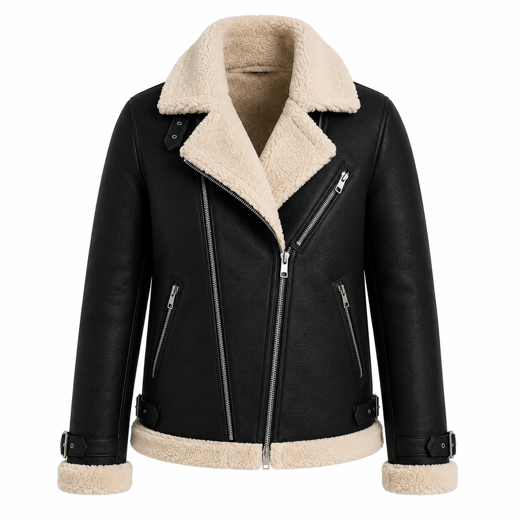Women's Pink Shearling Aviator Jacket
