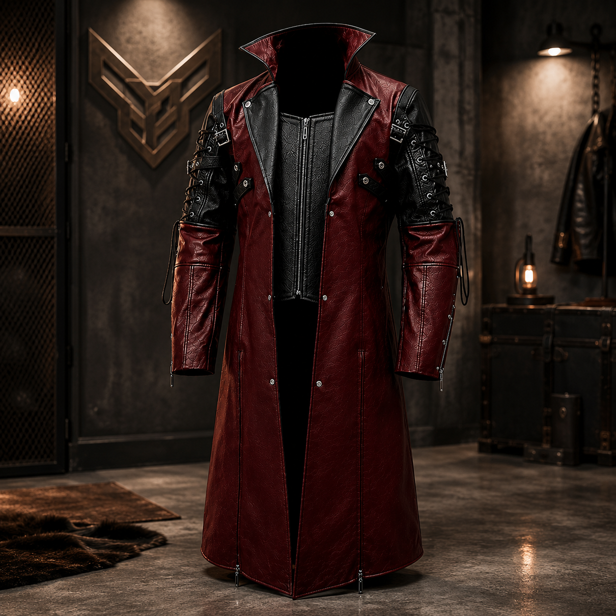 Gothic Leather Trench Coat
