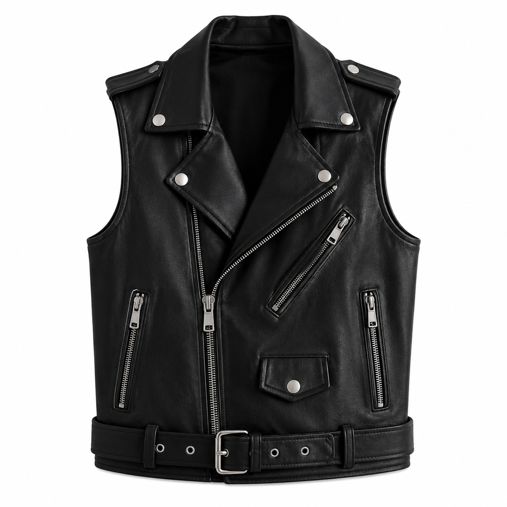 Women's Pink Leather Biker Vest