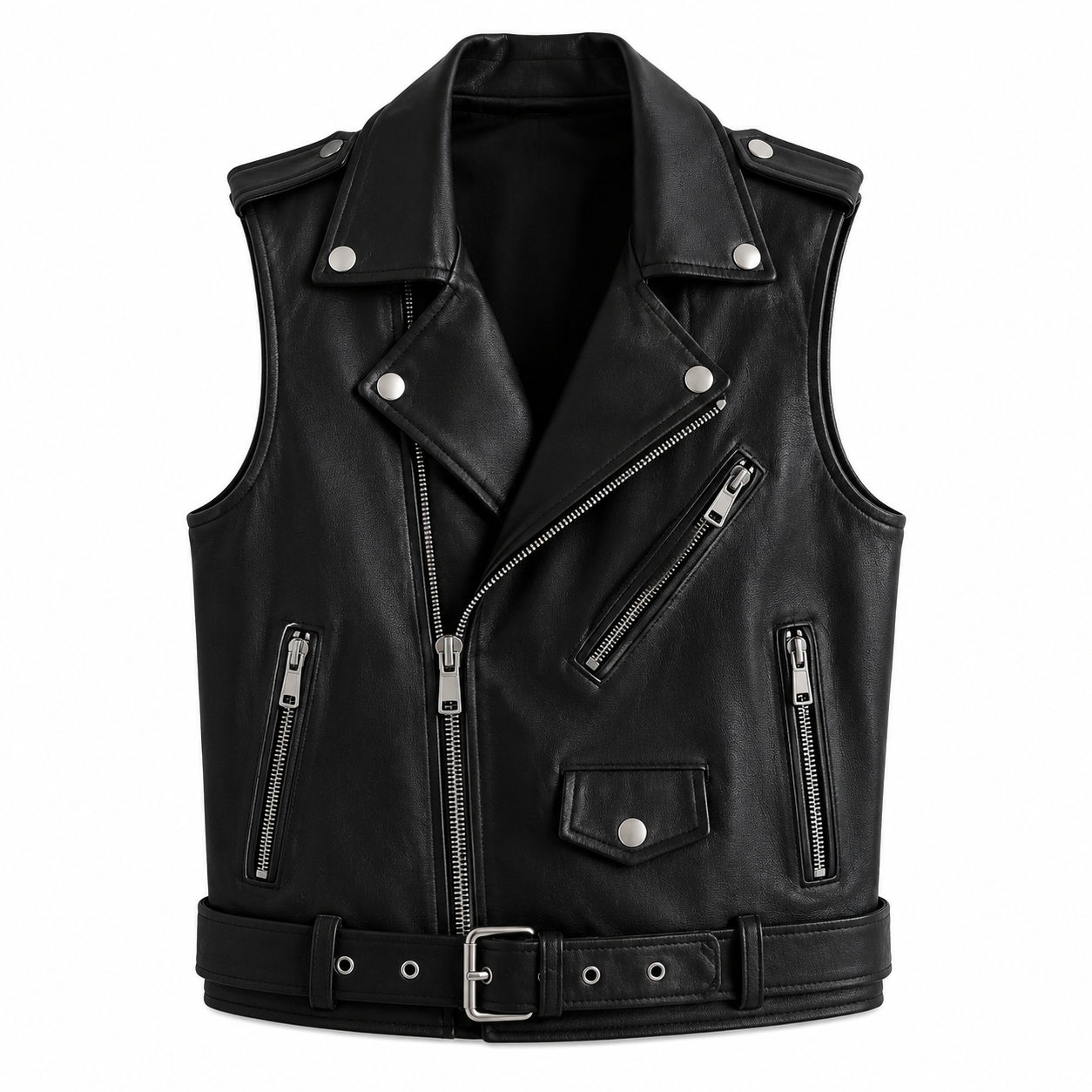 Women's Pink Leather Biker Vest