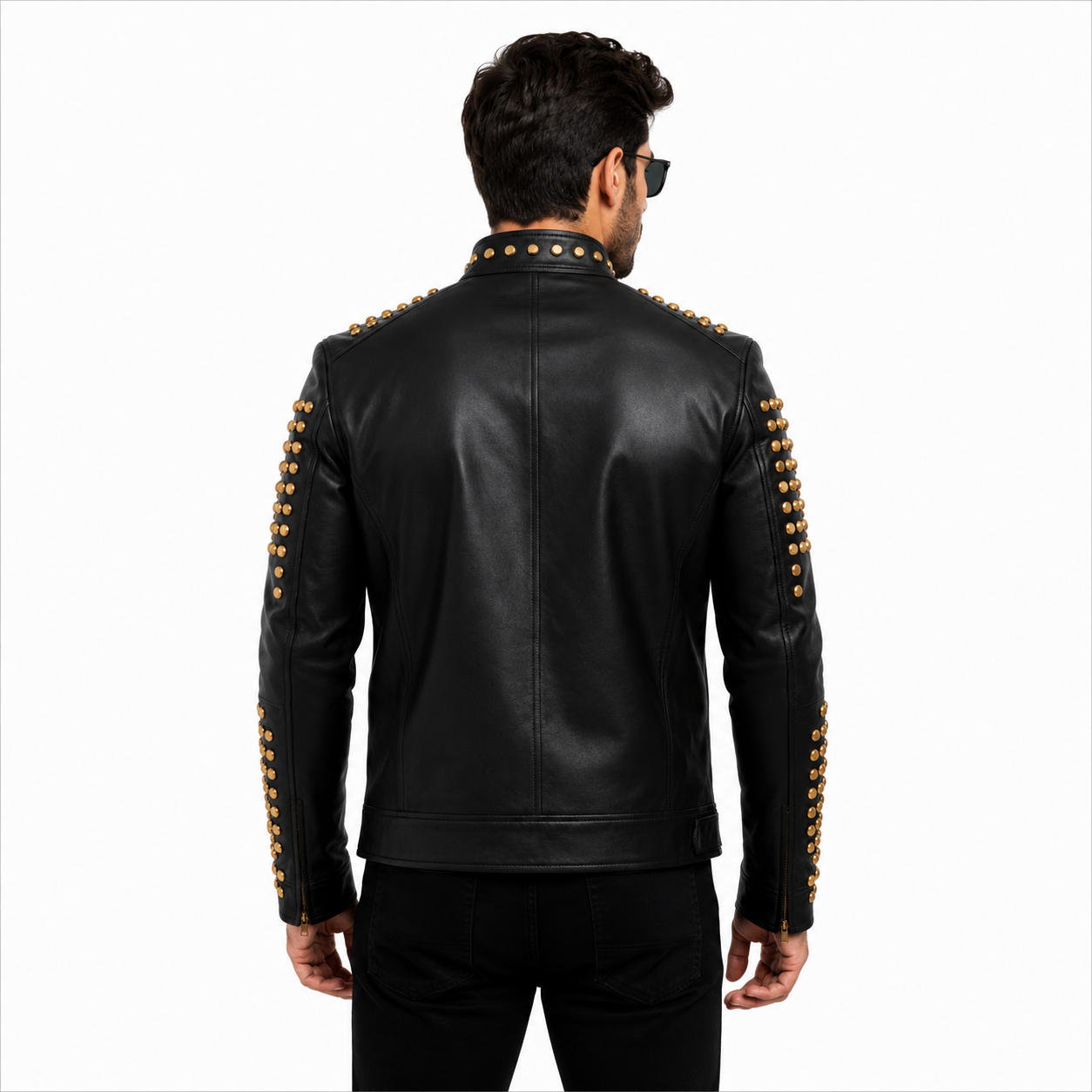 Men's Black Leather Studded Rockstar Jacket