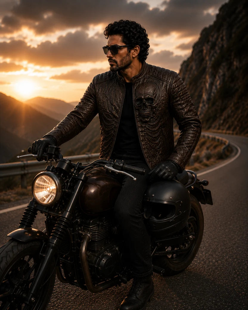 dark brown skull jacket