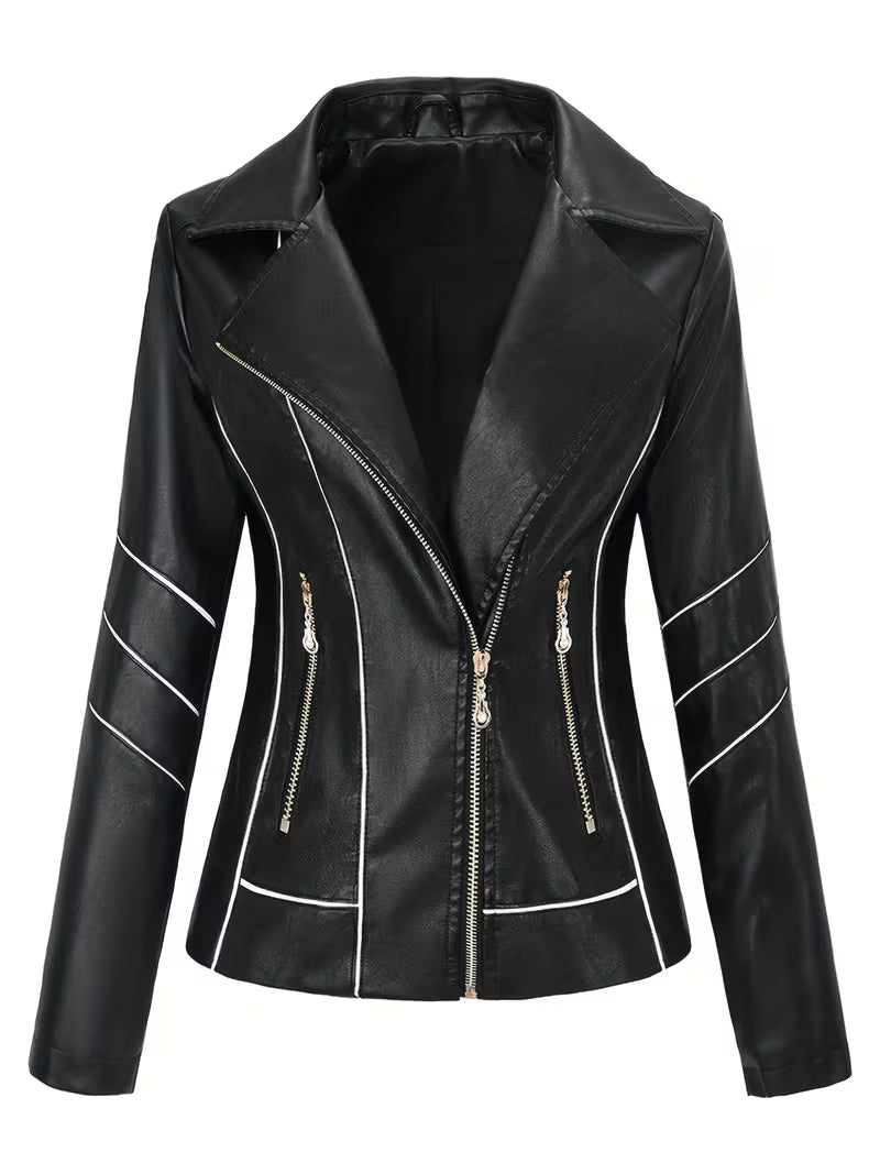 Faux-Leather Asymmetric Biker Jacket