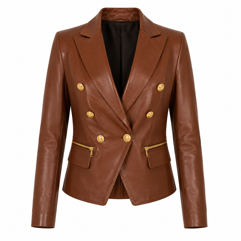 L'AGENCE Ottilie Leather Blazer in Black