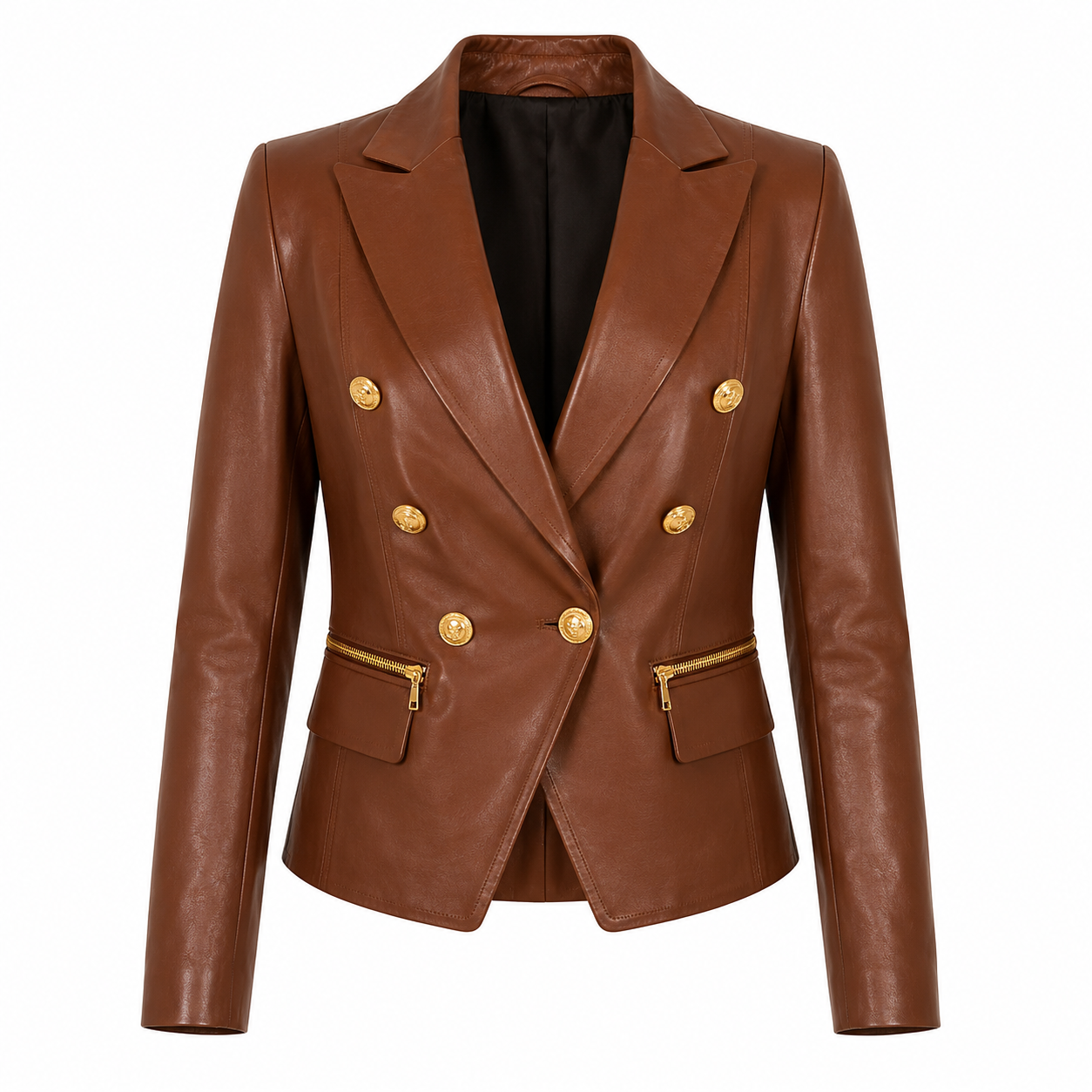 L'AGENCE Ottilie Leather Blazer in Black