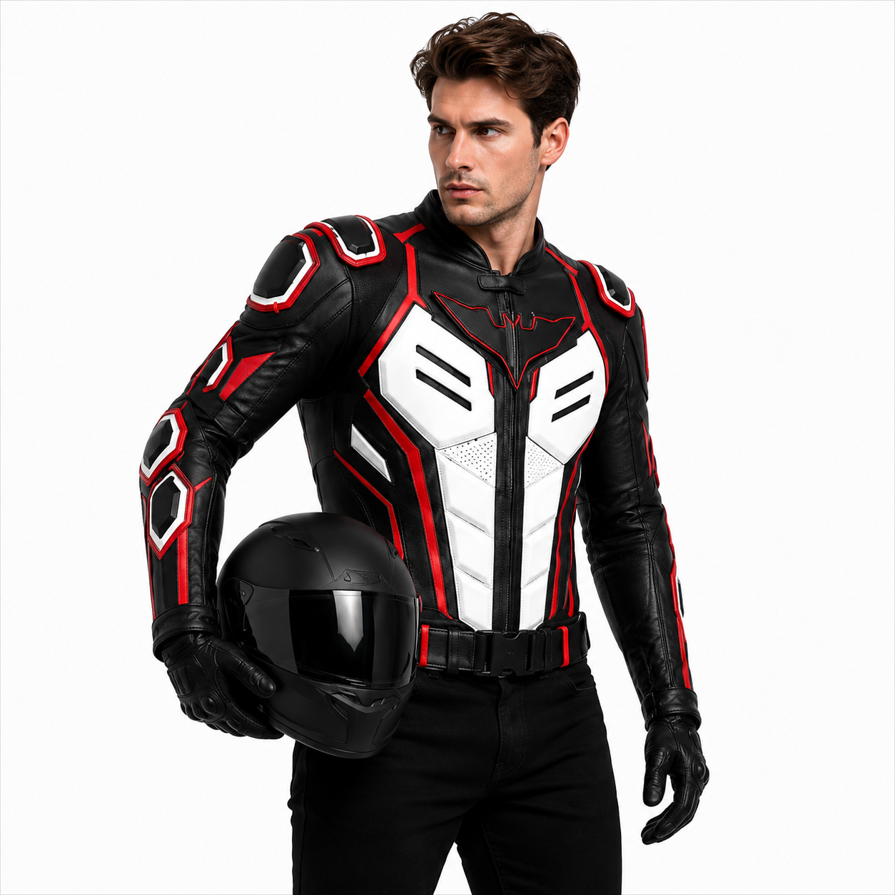 Armored Shoulder and Panel Detail on Motorcycle Jacket