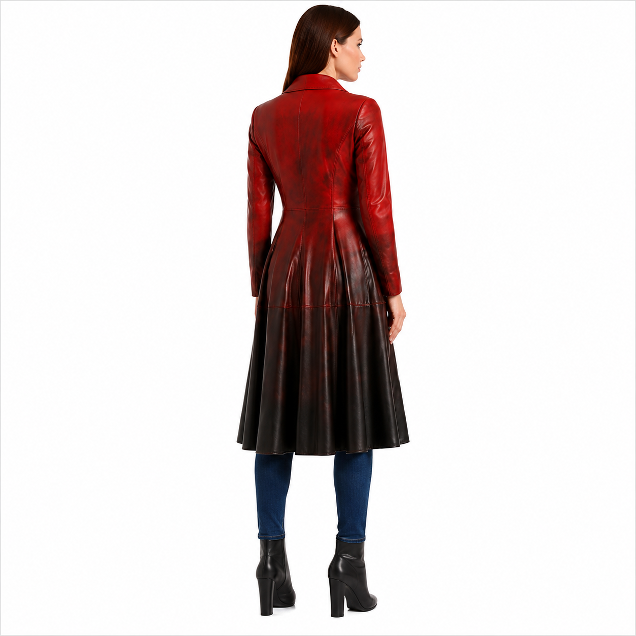 Women's Ombre Leather Trench Coat 