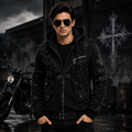 Men's Black Gothic Hooded Biker Jacket
