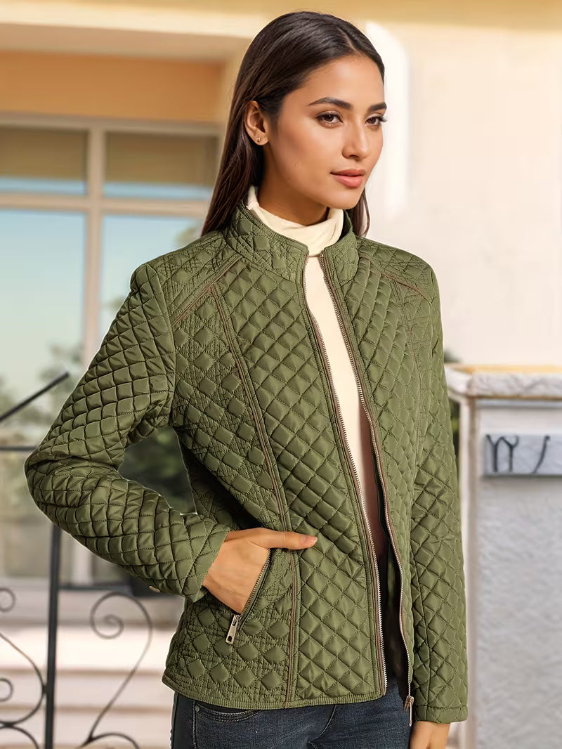 Quilted Lightweight Stand-Collar Jacket