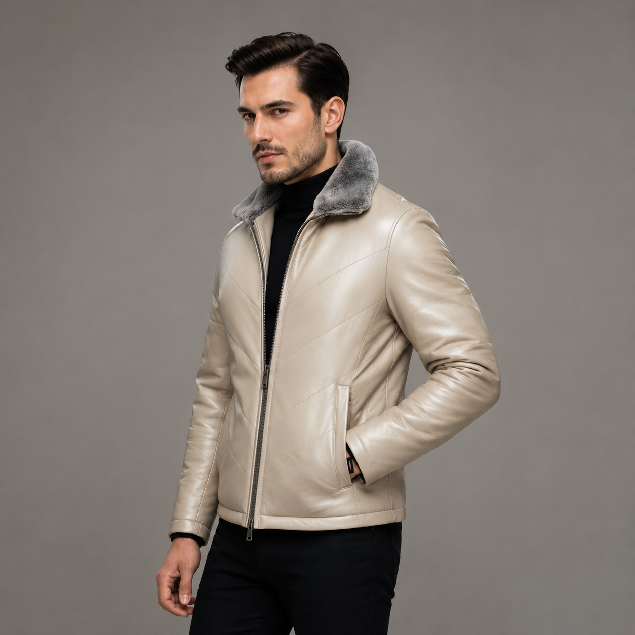 Men Aviator leather jacket