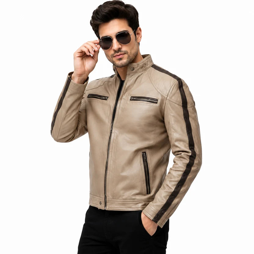 beige motorcycle jacket