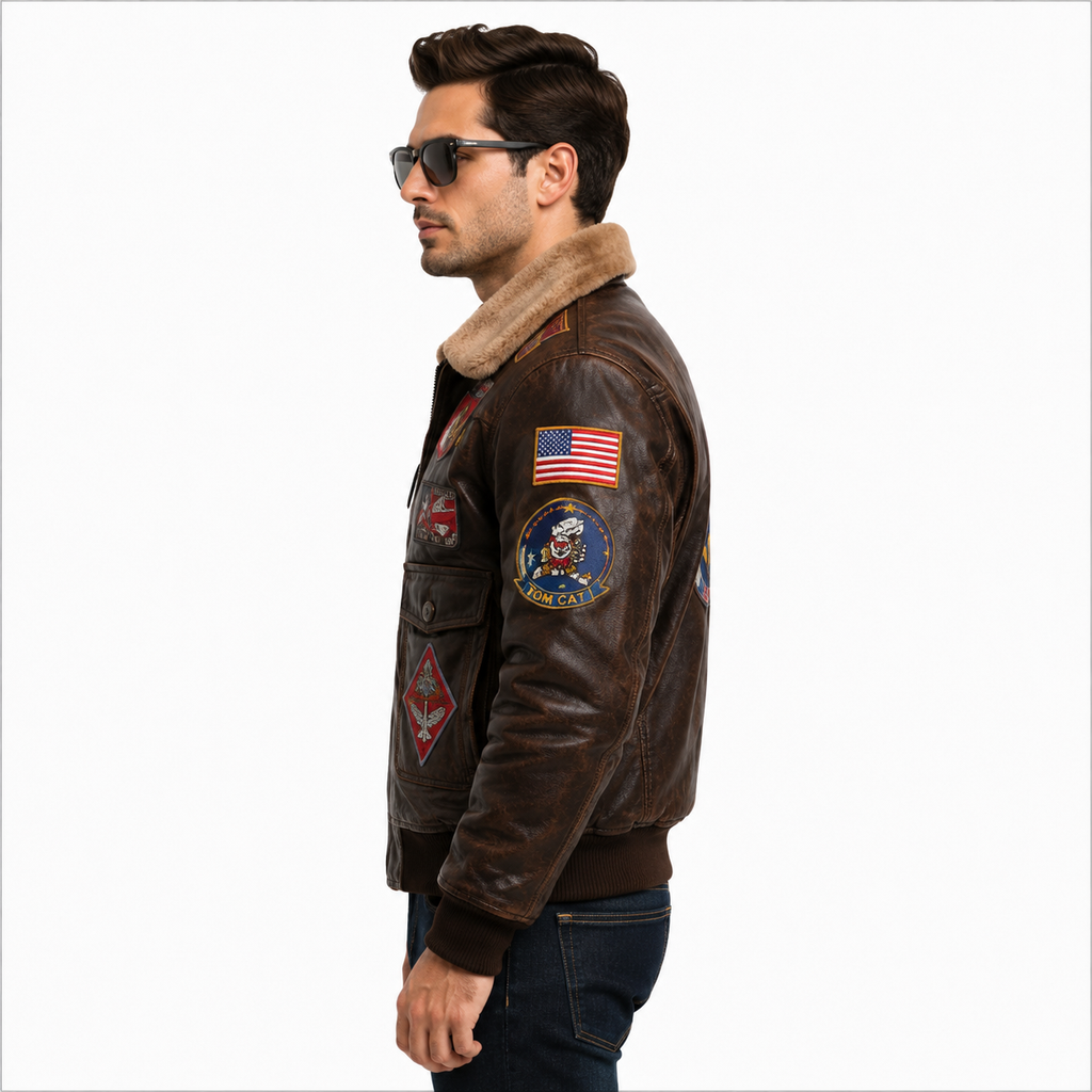 Men's Vintage Brown Top Gun G-1 Flight Leather Jacket