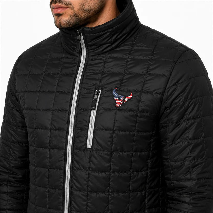 Black Rainer Puffer Jacket with Bull Head USA