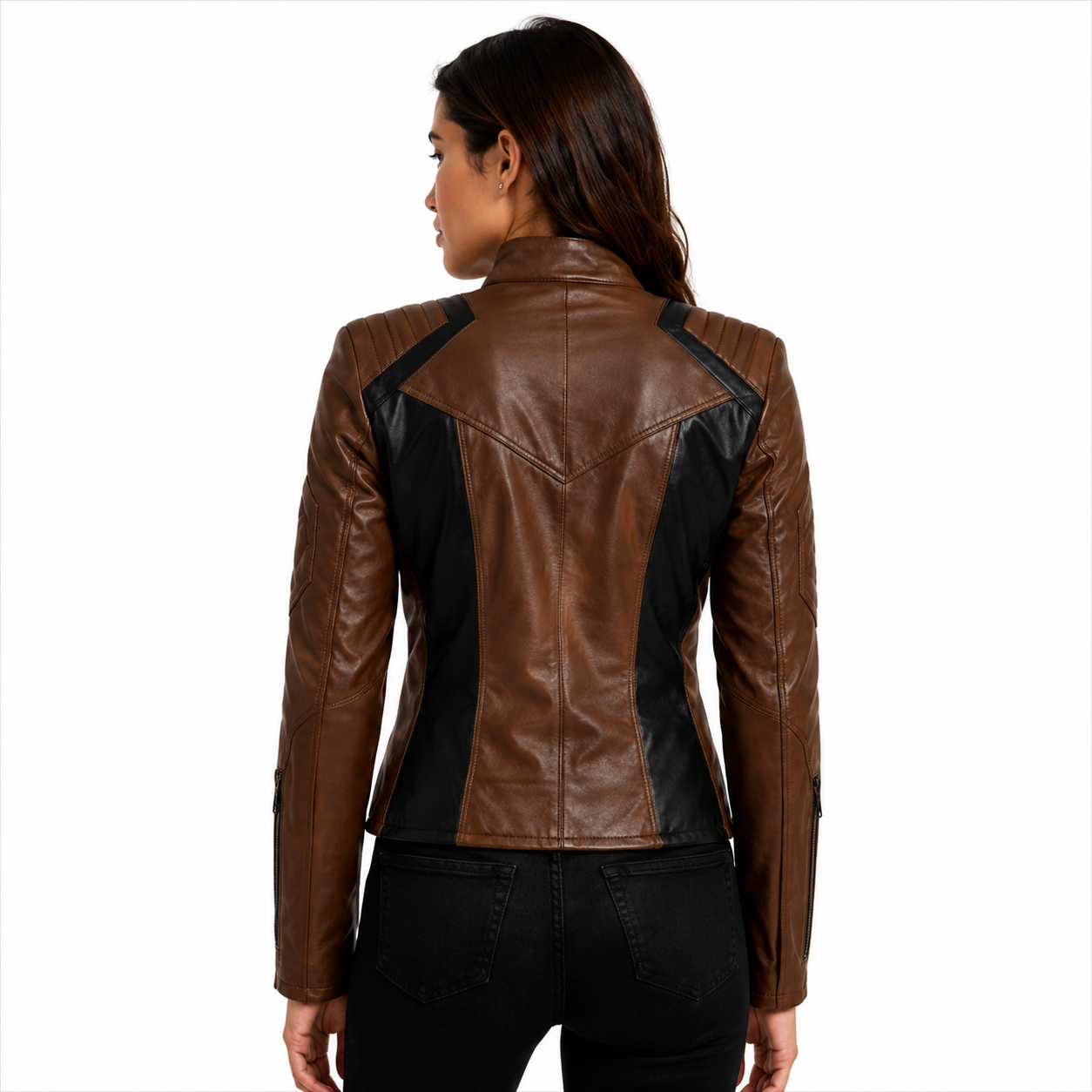 Women's Brown Cafe Racer Leather Jacket